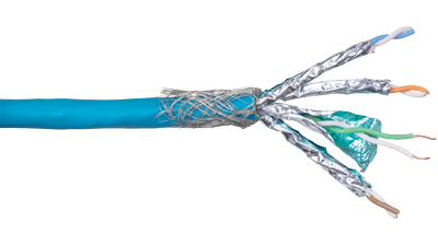 24-4P-P-L7SH-BLU-500 Blue Category 7 S/FTP series 22 AWG 4 individually shielded pair plenum cable