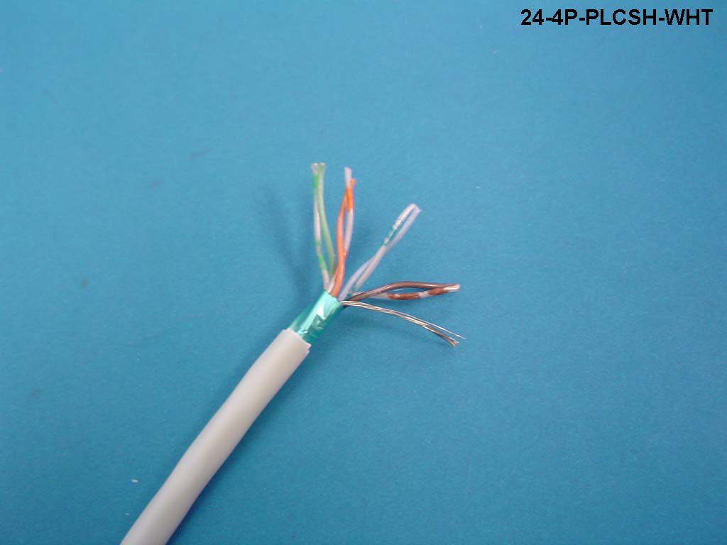 24-4P-PLCSH-WHT White RS-232 Univeral 24 AWG 4 pair shielded low capacitance plenum cable