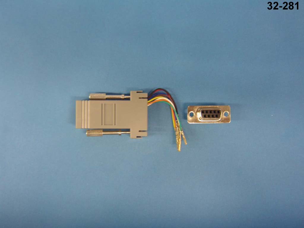 32-281 D-SUB 9-pin female to female 8P8C user configurable adapter