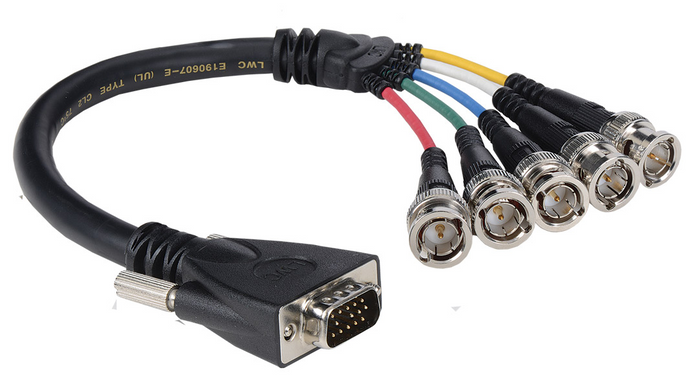 E-VGAM-5BNCM-6 6' Liberty Premium Molded VGA male to 5 BNC male cable