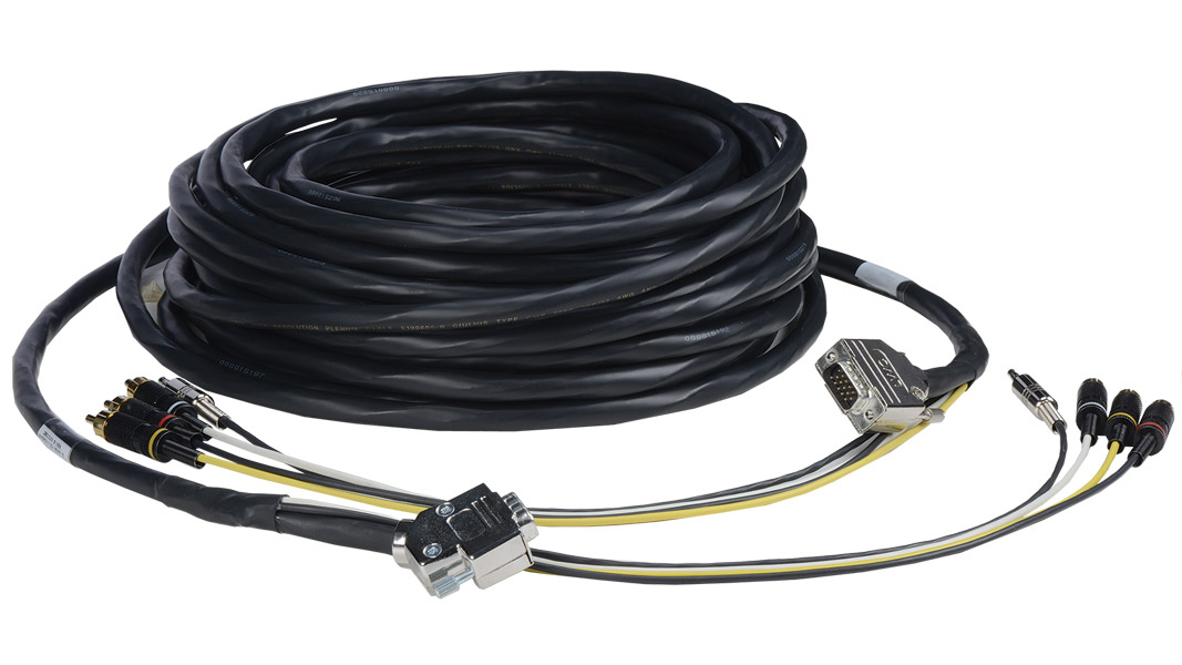 G-2V2A-C3-45DEG-35 35' Liberty Manufactured VGA+3.5TRS and Triplex RCA Audio/Video Plenum cable