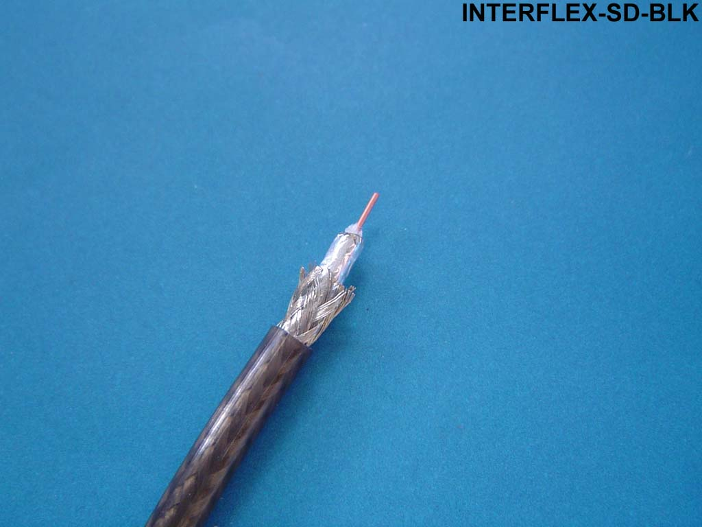 INTERFLEX-SD-BLK Black Serial digital RG59 dual shield transluscent 4.5 GHz coaxial cable