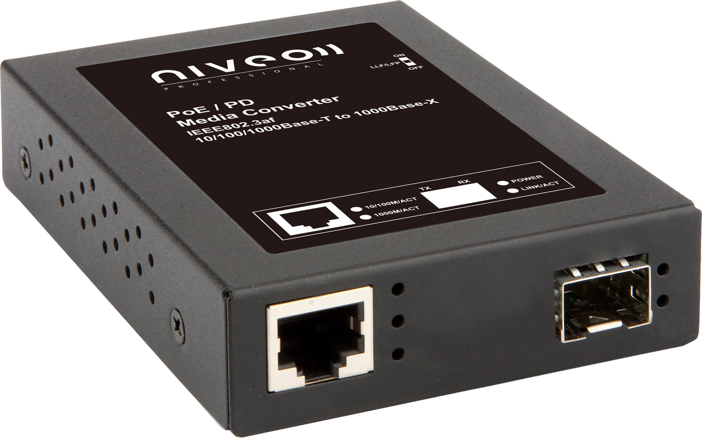 NMC220PR 10/100/1000BaseTX to 1000BaseFX PoE PD Media Converter (850, MMF, SC,220/550 m)