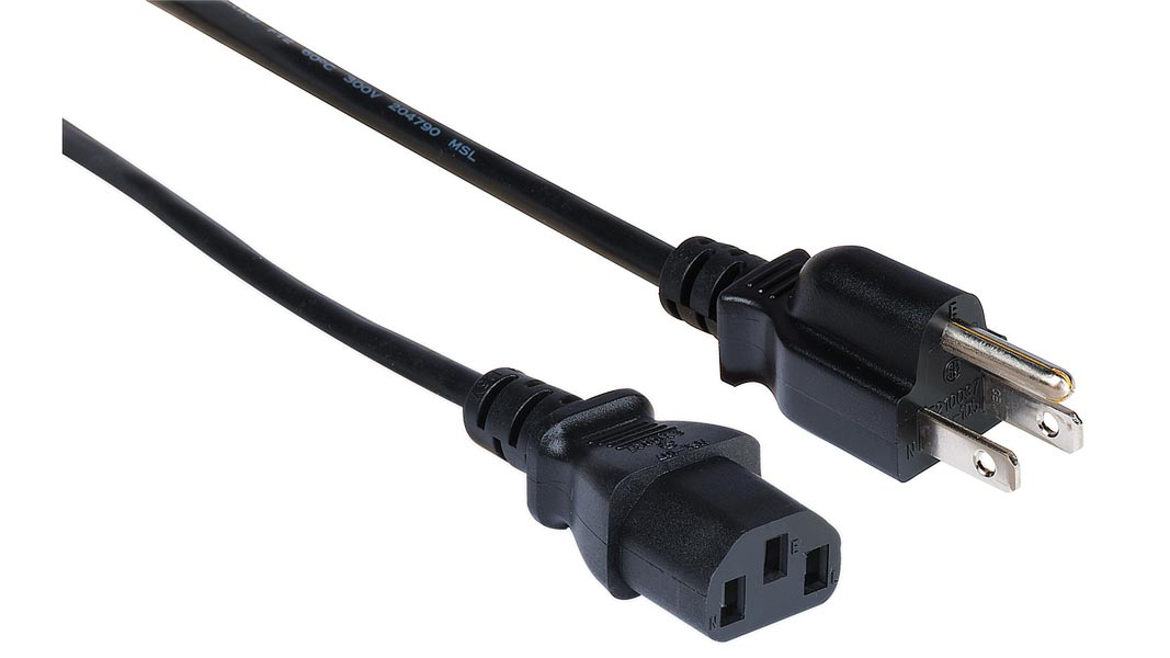 P10A-15P-C13-01 1' Economy UL listed NEMA 5-15P to IEC 60320 C13 18 AWG 10 Amp Power Cords