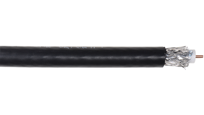 RG6-CM-BLK Black RG6 CCS dual shielded coaxial cable swept to 3.0 GHz