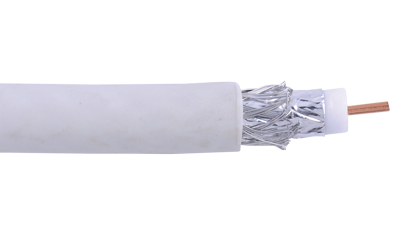 RG6-CM-WHT White RG6 CCS dual shielded coaxial cable swept to 3.0 GHz
