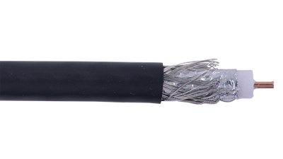 RG6-P-CATV-BLK Black RG6 CCS dual shielded coaxial plenum cable swept to 3.0 GHz