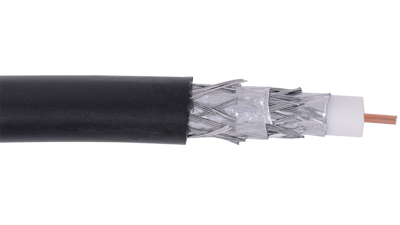 RG6-QUAD-DB Black RG6 CCS Quad Shielded RF Video 3.0 GHz outside plant cable