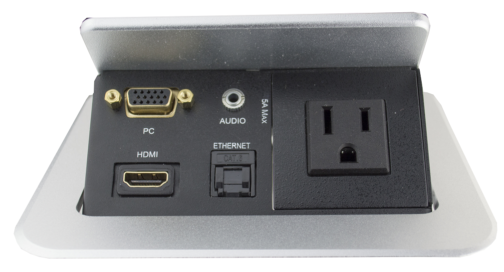 TSPB-2V1AD-A Square Table Box with HDMI, VGA, Audio, LAN and Power